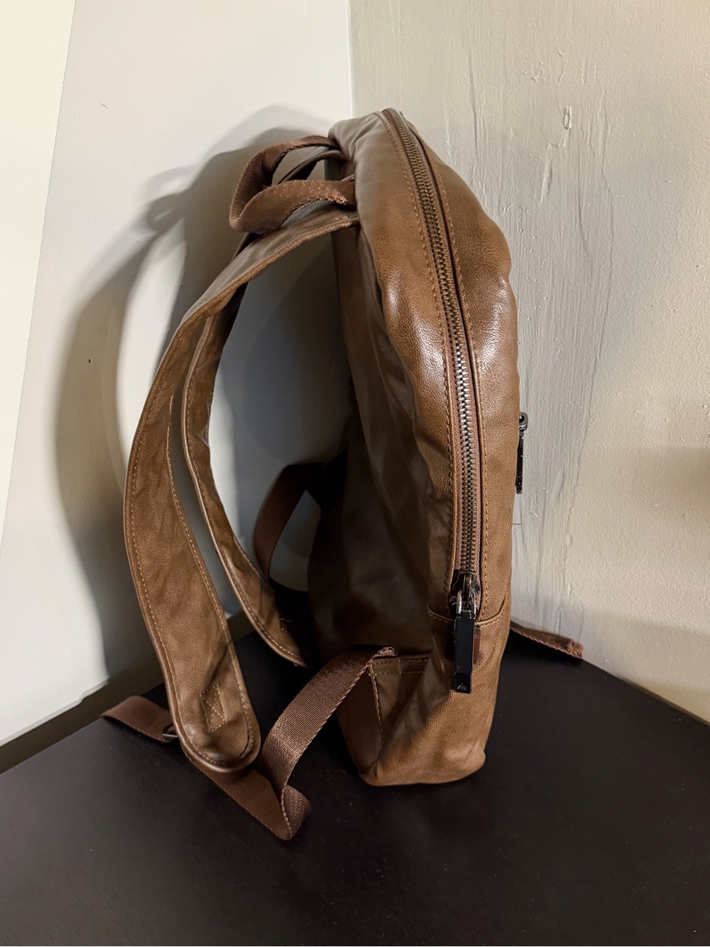 Aldo “DRU” Chestnut Brown Faux Leather Backpack - Picture 2 of 3